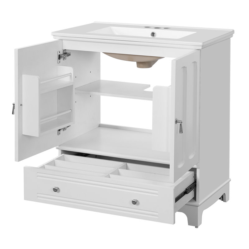 Meuble-lavabo 30 po avec lavabo en céramique, Blanc