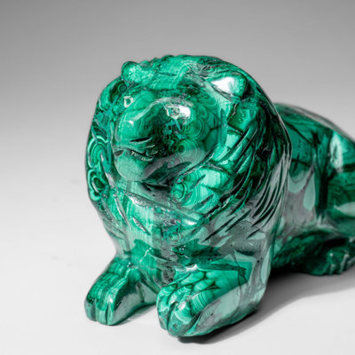 Genuine Polished Malachite Lion Carving (4.2 lbs)