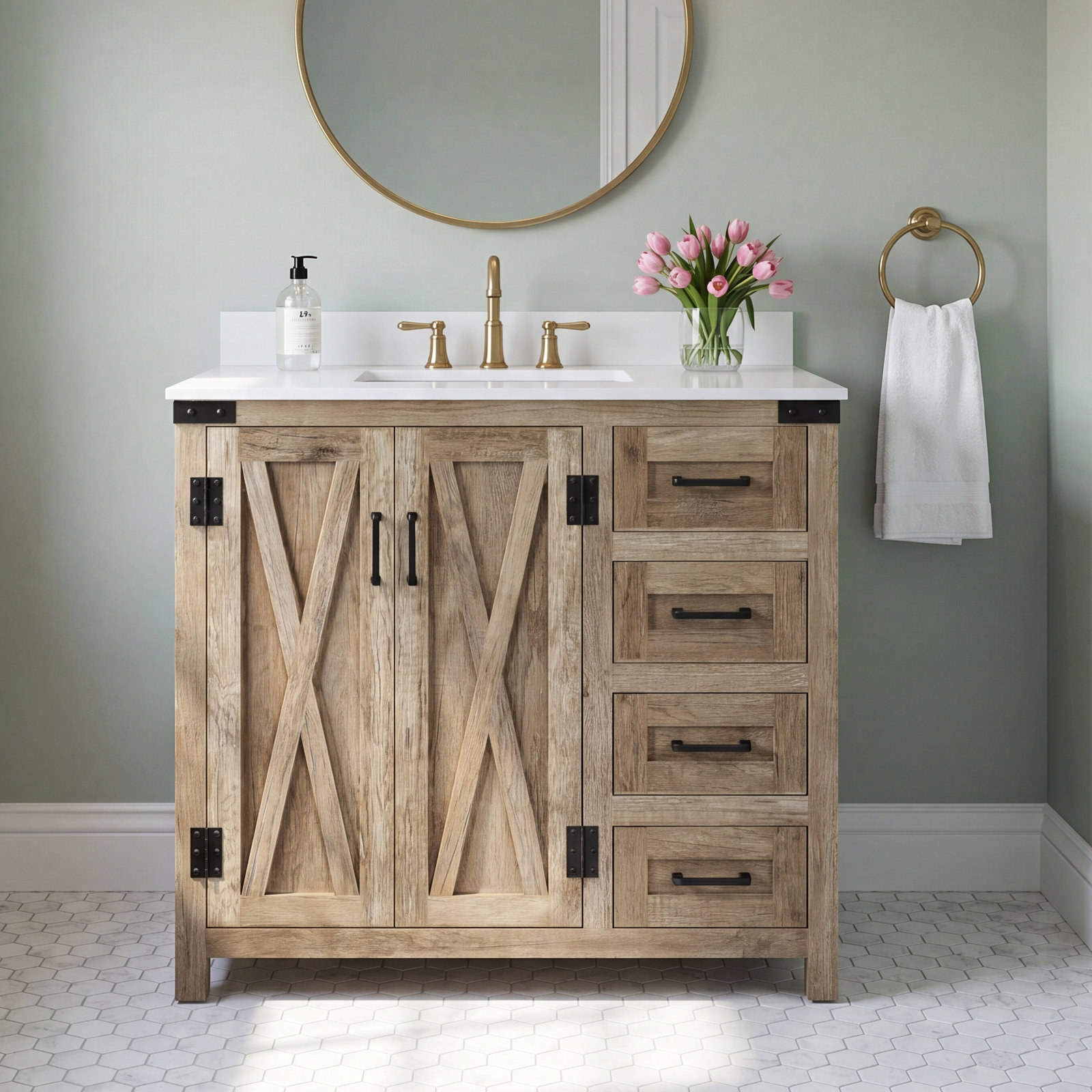 Slayton 36'' Single Bathroom Vanity, Natural Oak