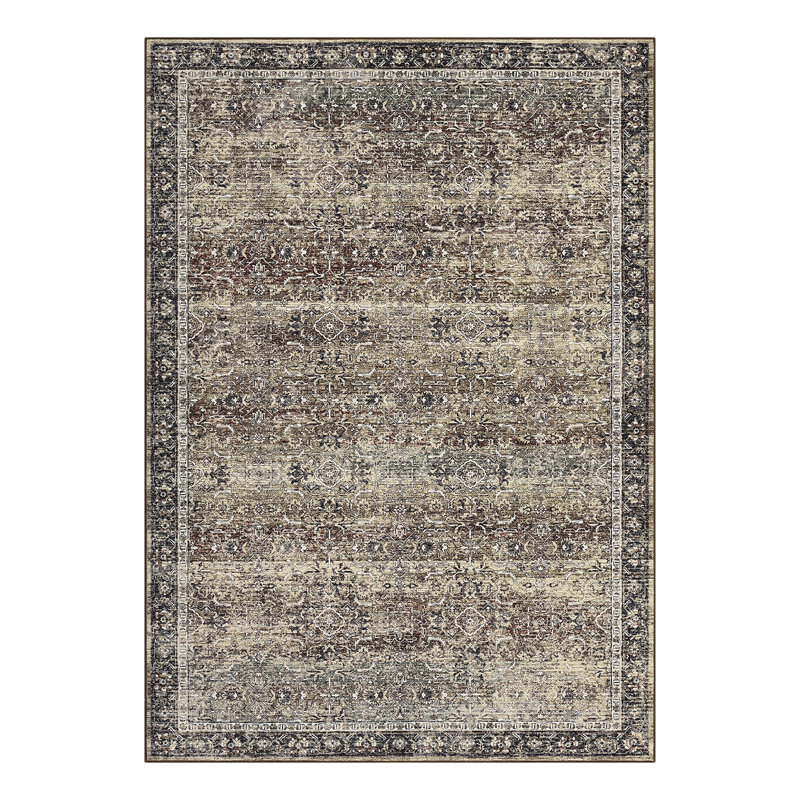 Washable Area Rug Vintage Rug Non Shedding Non Slip Rug Soft Low Pile Thin Rug, Distressed Floral Rug, Retro Oriental Rug, Decorative Printed Rug for Living Room Bedroom