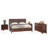 Ensemble de 4 articles pour chambre à coucher, un très grand lit, une commode double et deux tables de chevet Hibir