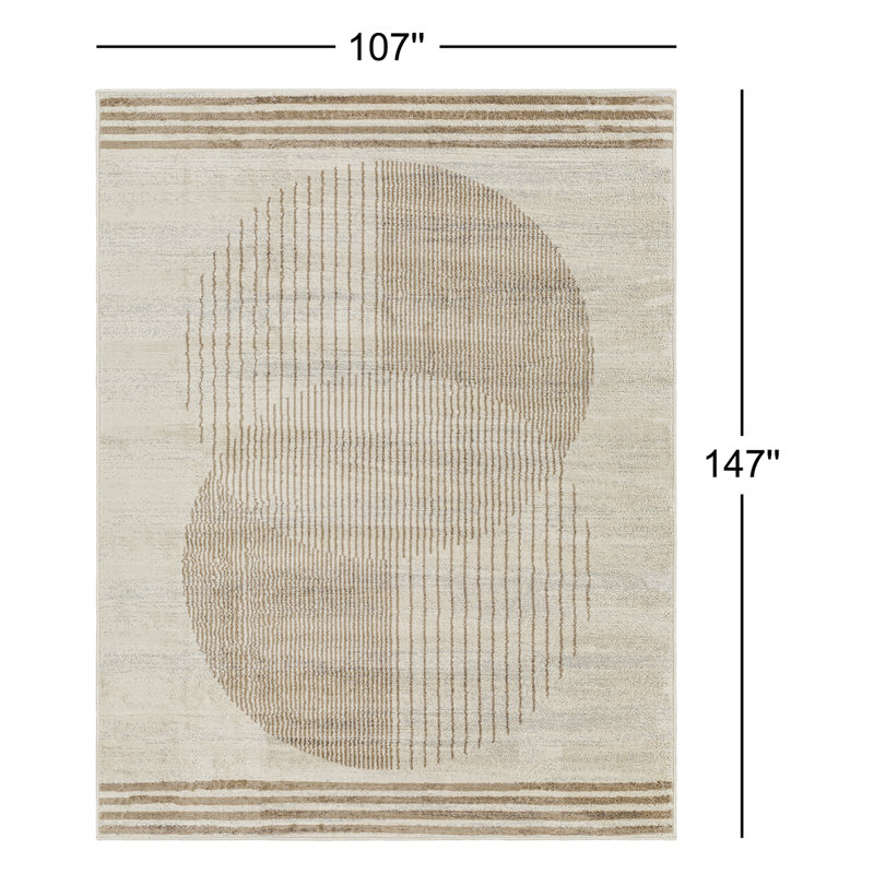 Jalissa Geometric Area Rug in Beige/Brown/Grey, Rectangle 8'11" x 12'3"