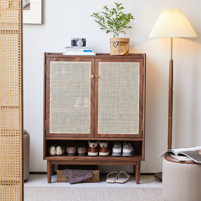 New Chinese Style Rattan Shoe Storage Cabinet