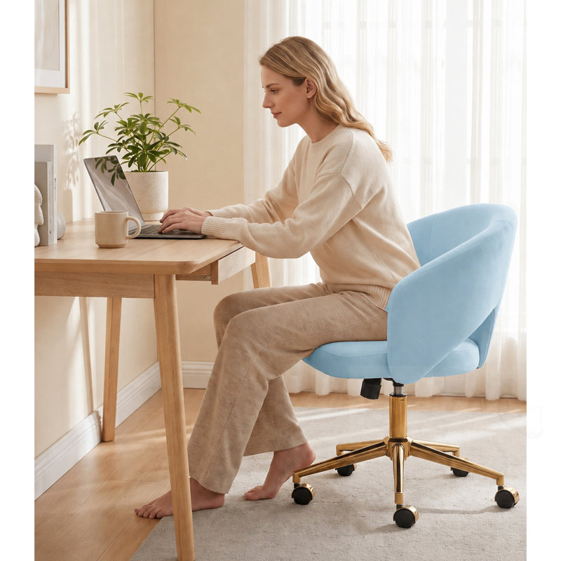 Chaise de bureau pivotante à 360 °, Bleu, Bleu