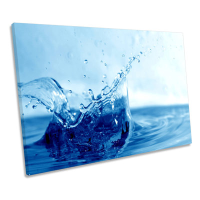 Blue Water Splash Bathroom - Wrapped Canvas Print