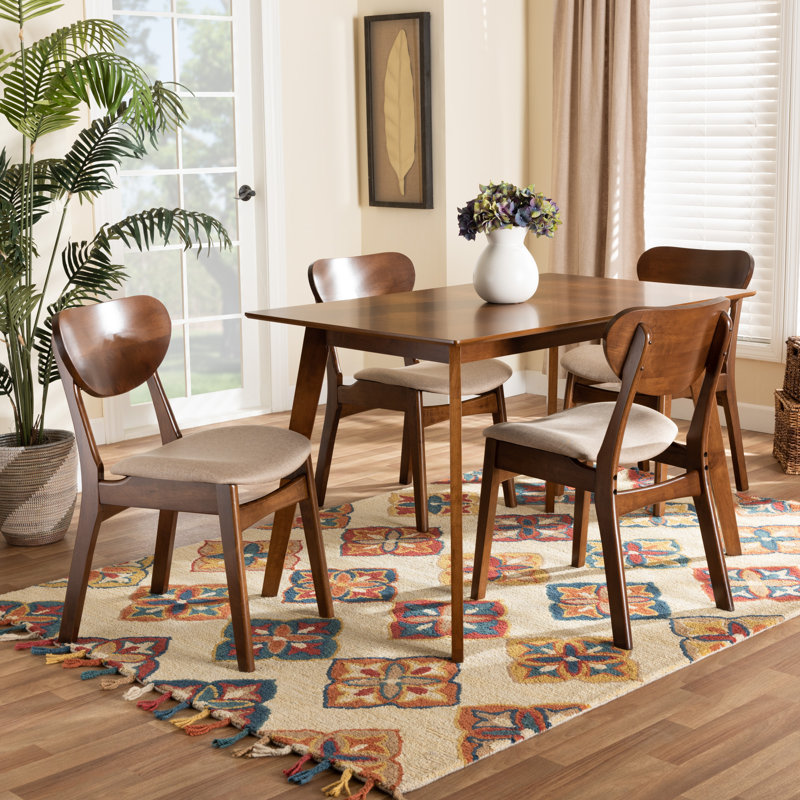 Hollman 5-piece modern rectangular dining set in beige, 29.9" H X 47.2" W X 29.5" D, Beige