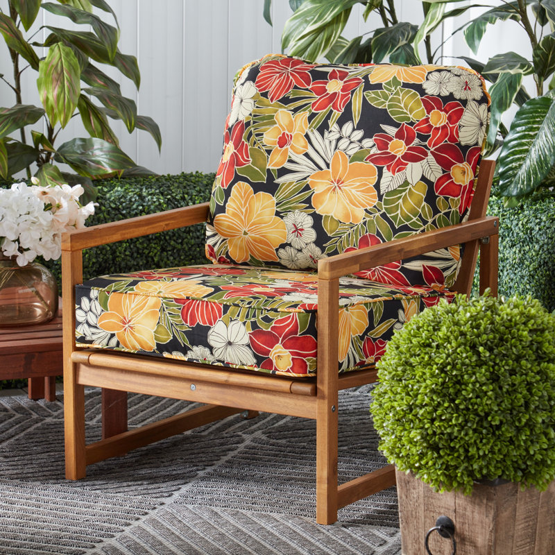 Outdoor 2-Piece Deep Seat Cushion Set, Aloha Black