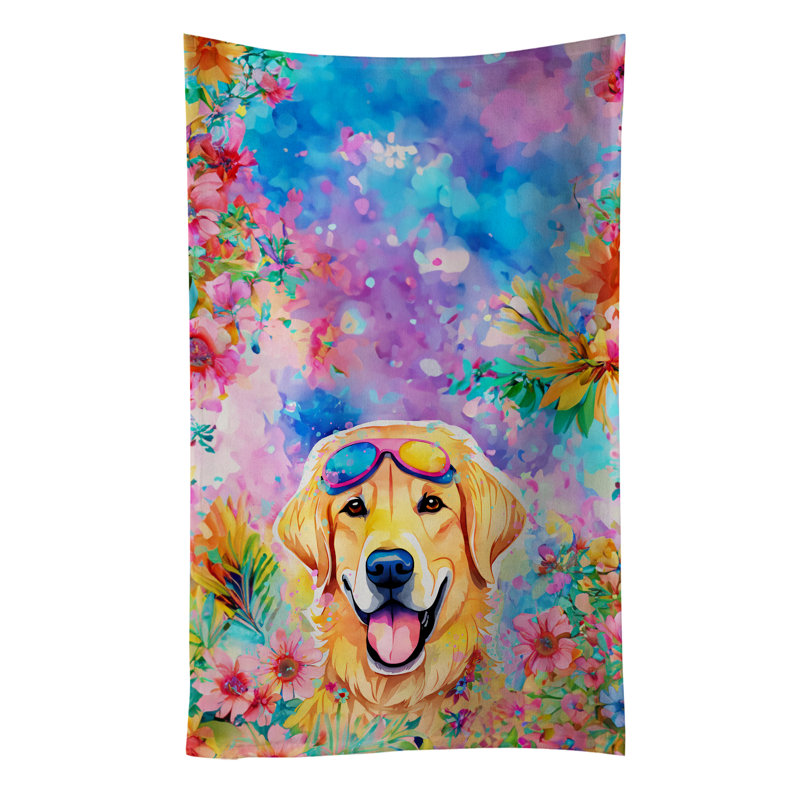Yellow Labrador Hippie Dawg Kitchen Towel