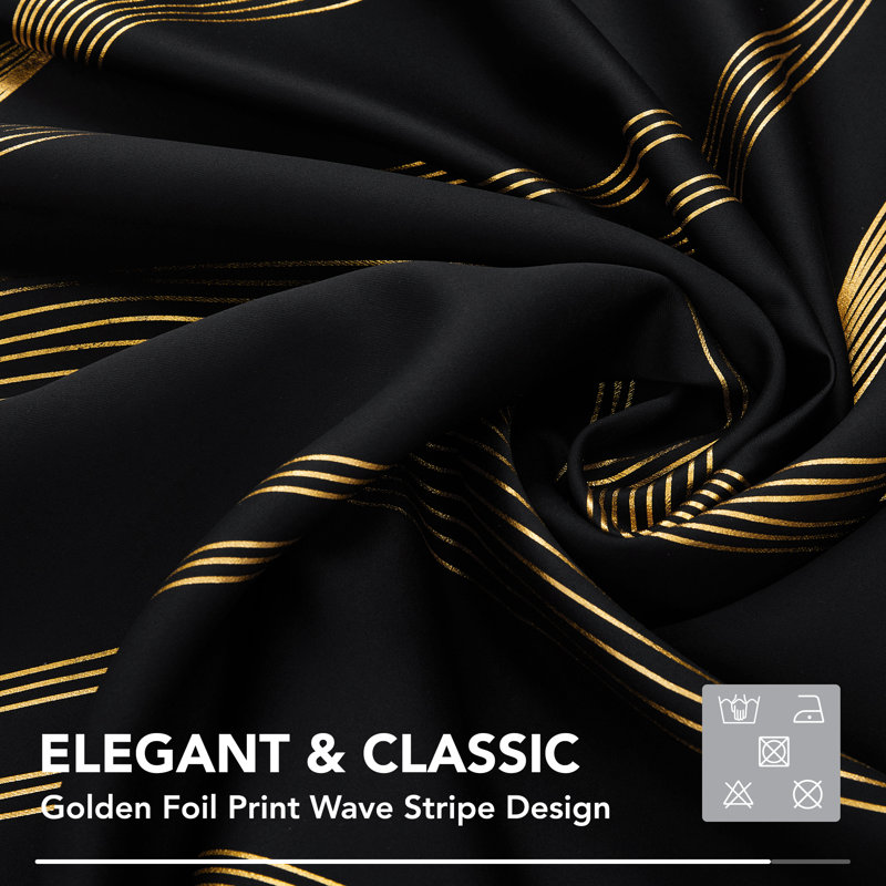 Geometric Blackout Thermal Curtain Pair, Black, 52" W x 54" L