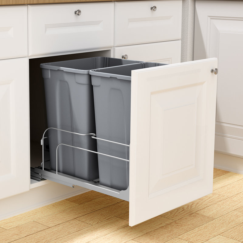 Poubelle de cuisine à double fermeture avec poubelle grise 35QTx2