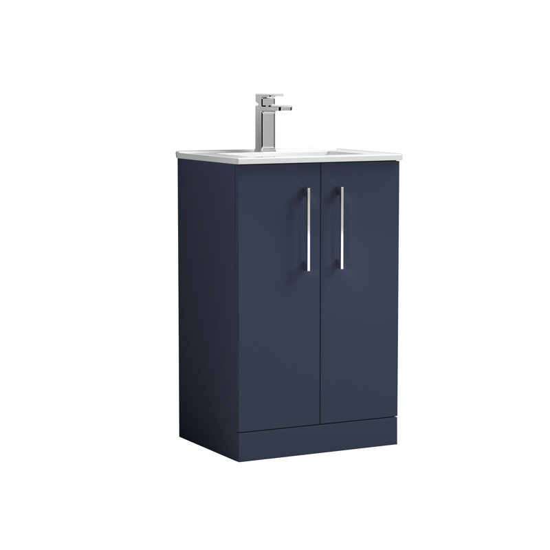 500mm Single Bathroom Vanity with Drop In Vitreous China Basin, Midnight Blue