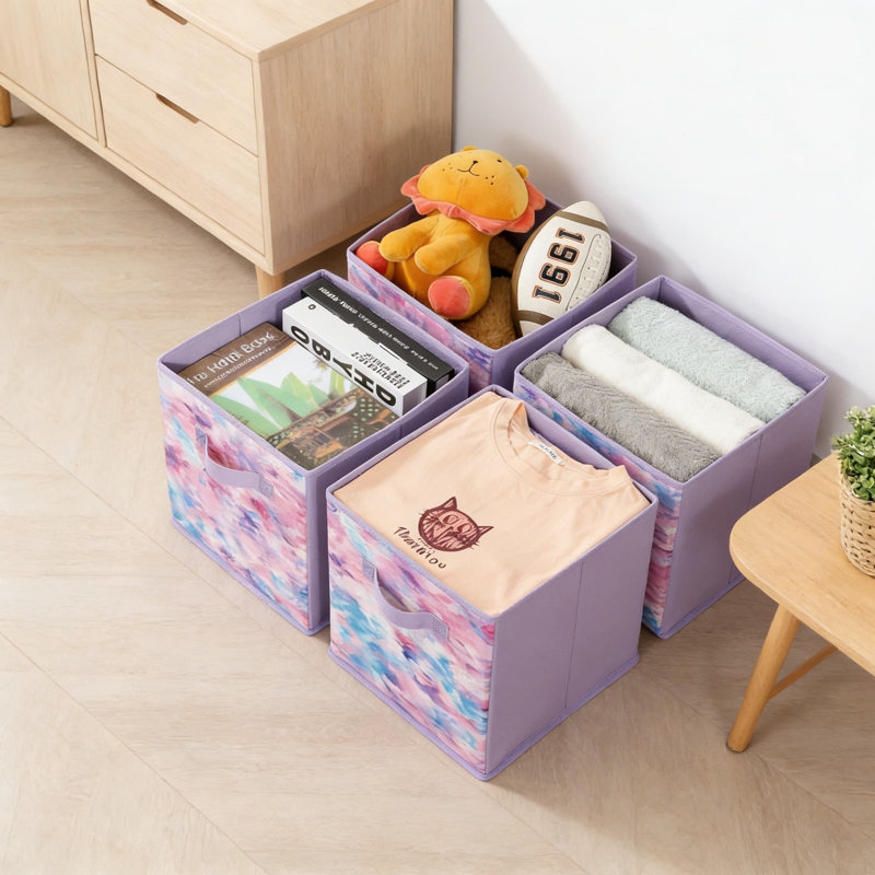 Ensemble de 6 cubes de rangement pliables en tissu avec poignées, bacs de rangement de 11 pouces pour tablettes, placard et rangement