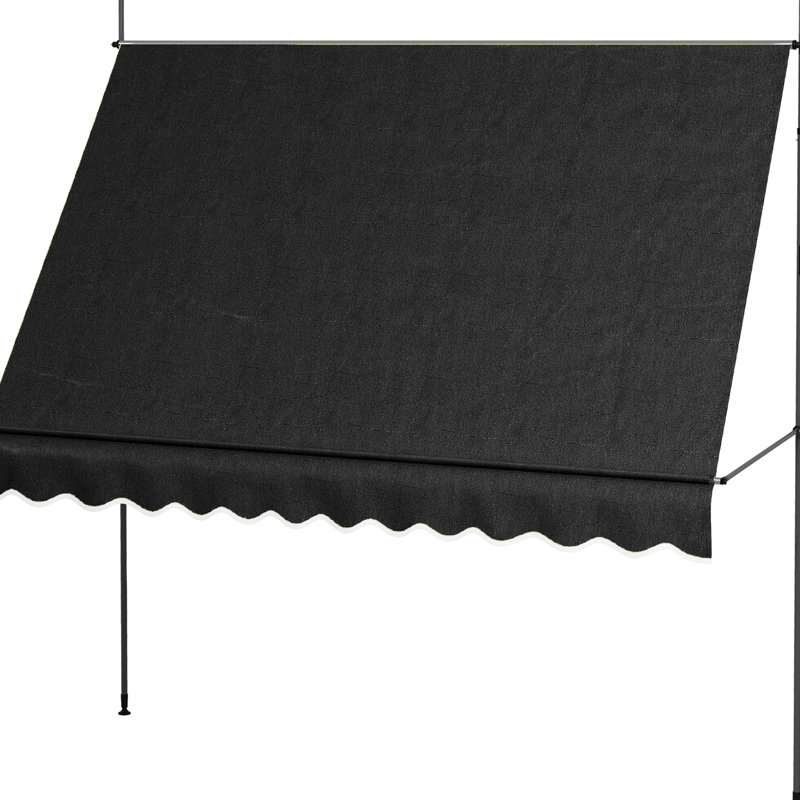 Auvent rétractable pour terrasse, 118 po avec conception et protection, pour porche, fenêtre, porte, auvent réglable noir,