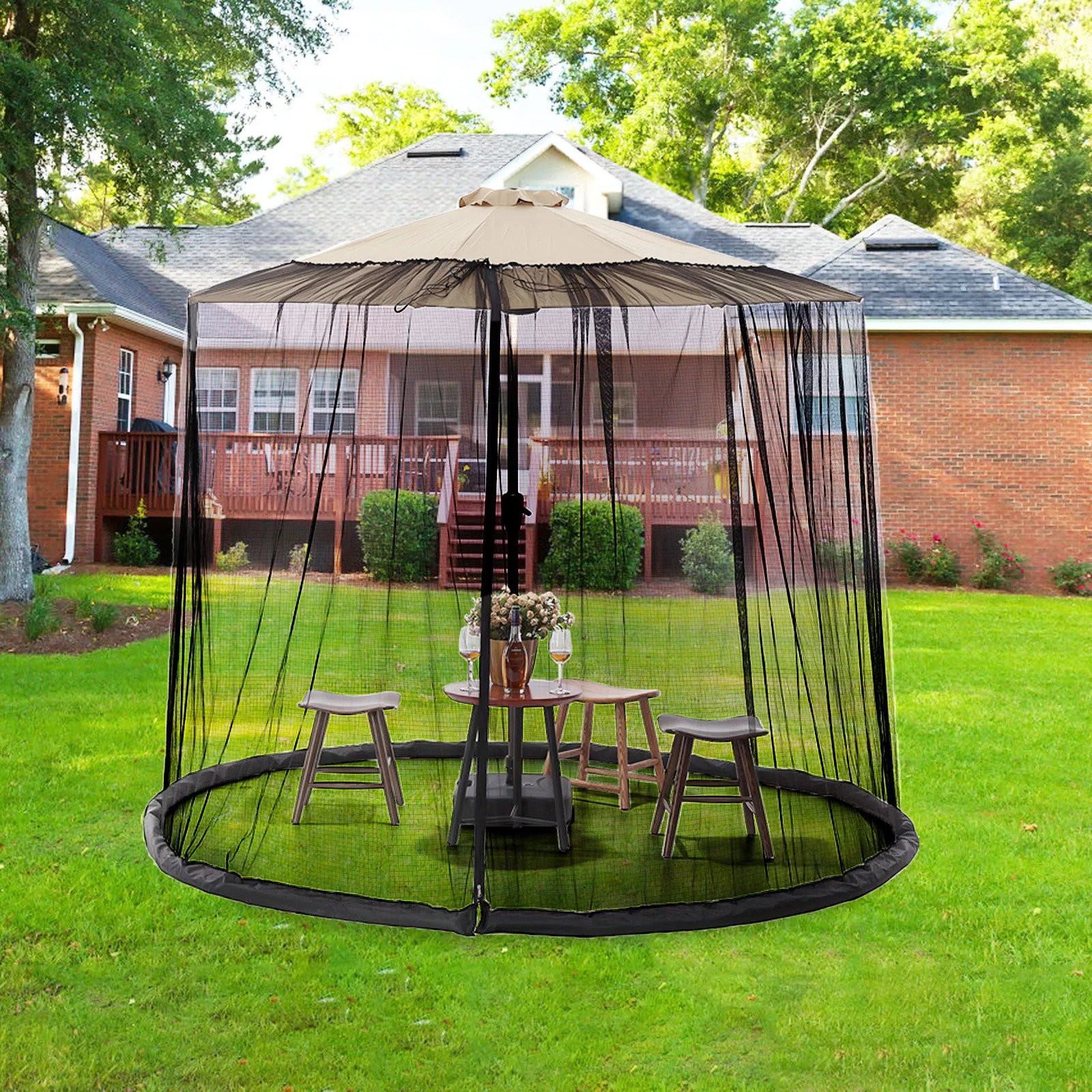 canvas netting for miramar offset patio umbrella Mosquito Net 7.5 FT | Two Zippers & Fits Cantilever Poles | Heavy-Duty Protects against insects and other unwanted pests while you enjoy the outdoors Outdoor Sunshade Umbrella Mosquito Net