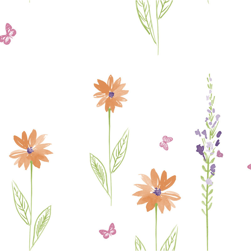 Rouleau de papier peint L 33 pi x l 20,5 po Honais Kids Daisy Field, Orange