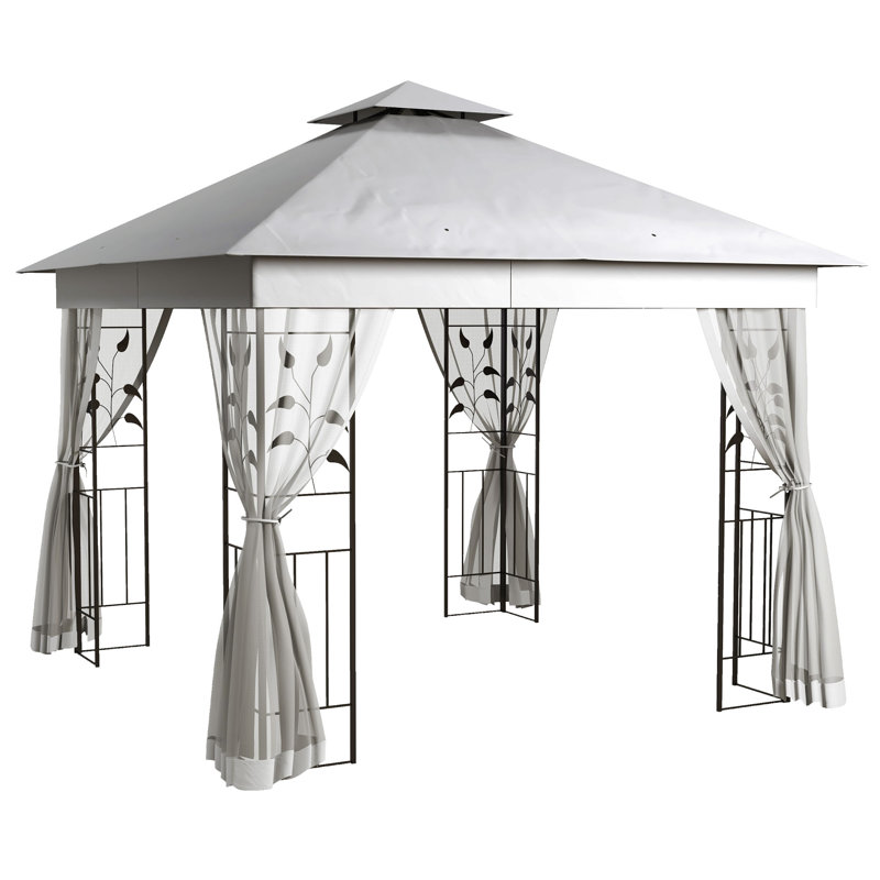 Pavillon de jardin d'extérieur 10 pi x 10 pi, gris clair