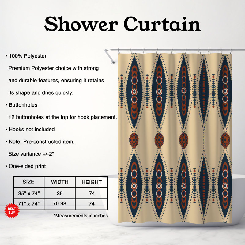 Rideau de douche Boho, H 74 po x l 71 po