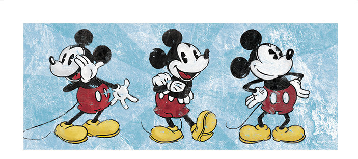 'Mickey Mouse Squeaky Chic Triptych' Vintage Advertisement, Paper