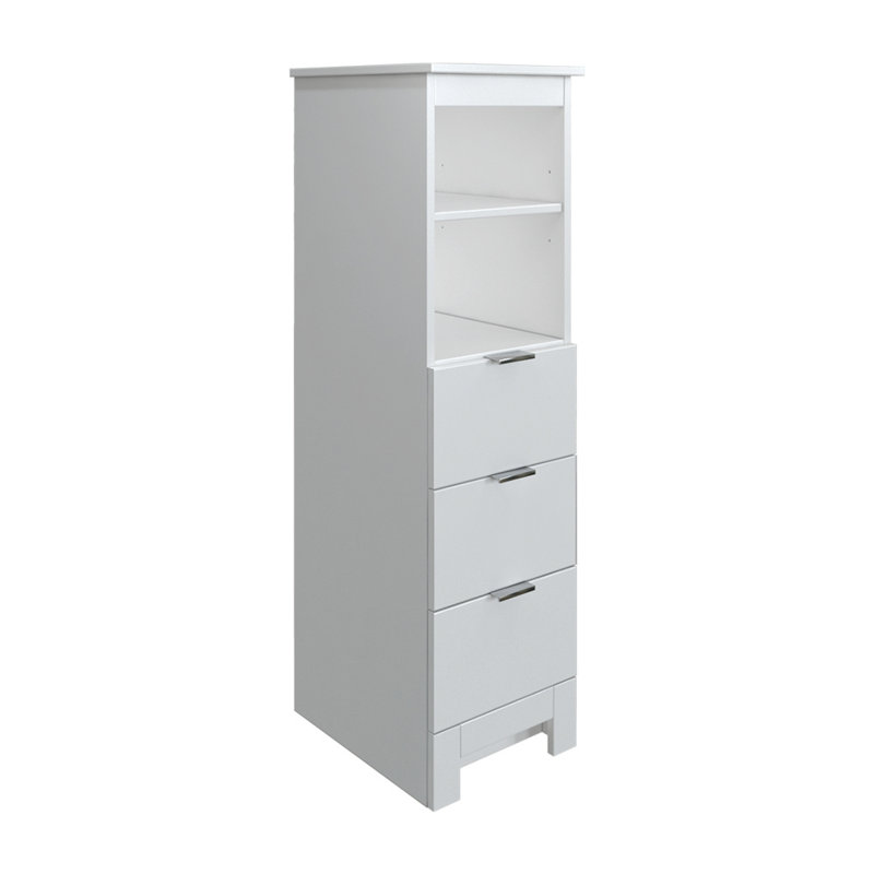 MagickWoods Elenis 14 W X 17 D X 49H Graphite Gray Linen Cabinet, Matte White