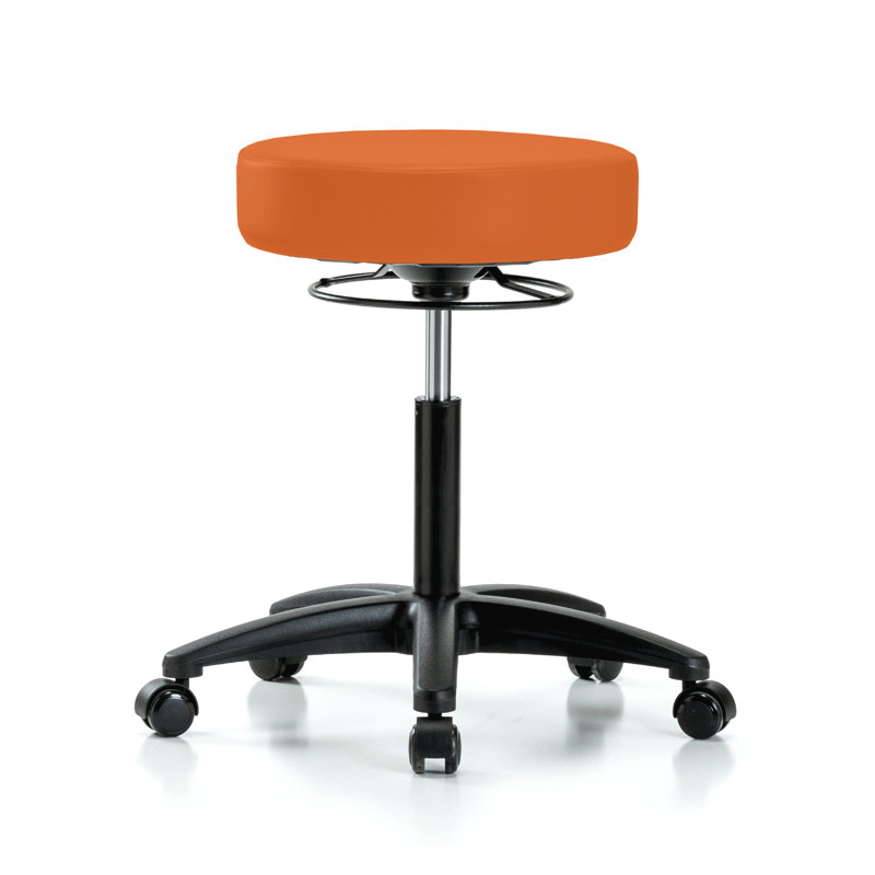 Tabouret pivotant réglable en hauteur PERCH à 360 degrés | Hauteur du banc moyen: 20,5 à 28 po, Vinyl Orange Kist, Vinyle