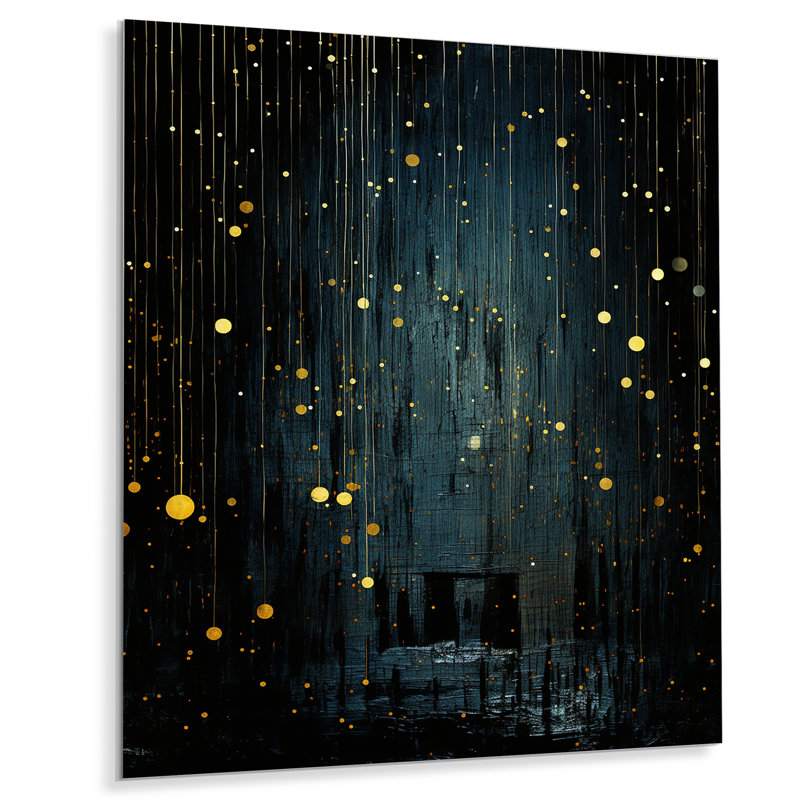 Étoiles de la nuit étoilées japonaises noires et jaunes - Japon, art mural en métal, H 20 po x l 12 po x P 1 po