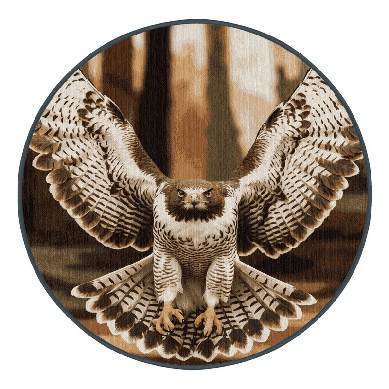  Tapis lavable d'oiseaux Cooper's Hawk, Rond 6 pi