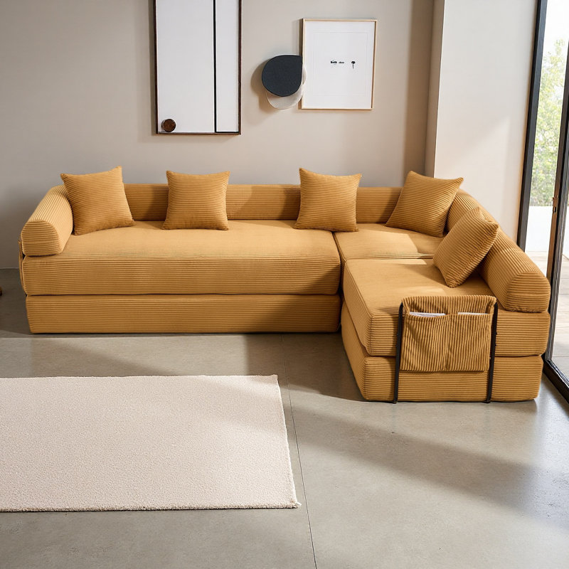 Canapé-lit convertible et pliable, Yellow Corduroy