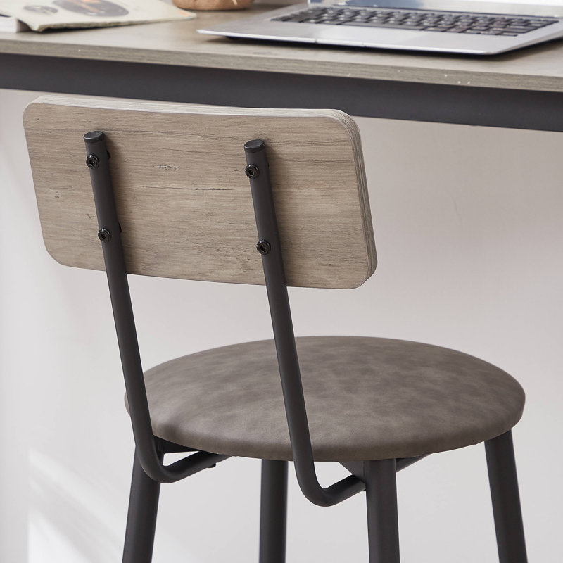 Ensemble de table de bar avec 2 tabourets de bar Siège souple avec dossier, H 35,4 po x l 43,3 po x P 15,8 po, Gris / Noir