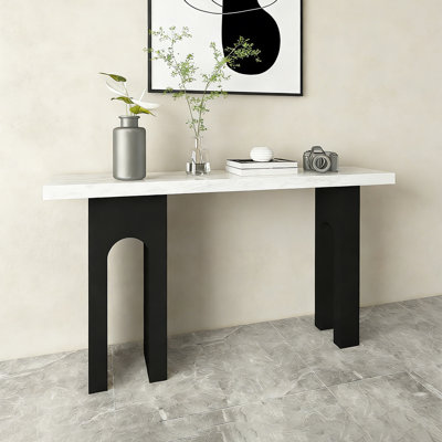 Faux Marble Metal Console Table