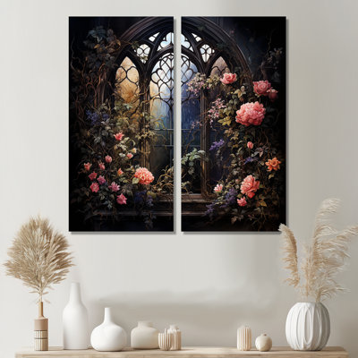 «Floral Window», art mural 2 pièces