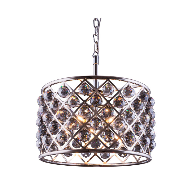 Swinney 6 - Light Dimmable Drum Chandelier, Silver Shade (Grey), Polished Nickel