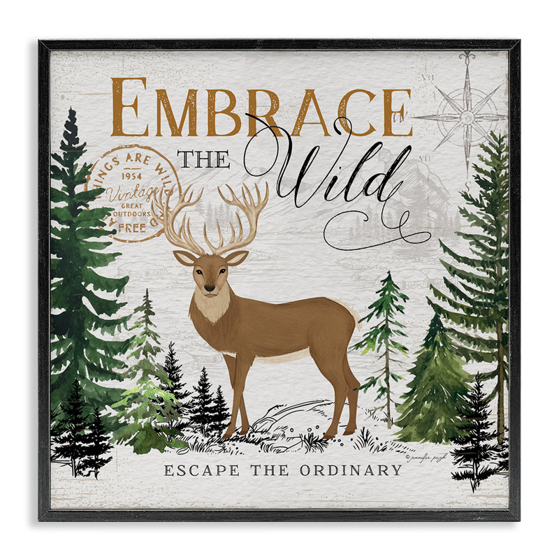 «Embrace The Wild Pines», estampe numérique, design par Jennifer Pugh, Giclée encadrée noir minuit, H 12 po x l 12 po