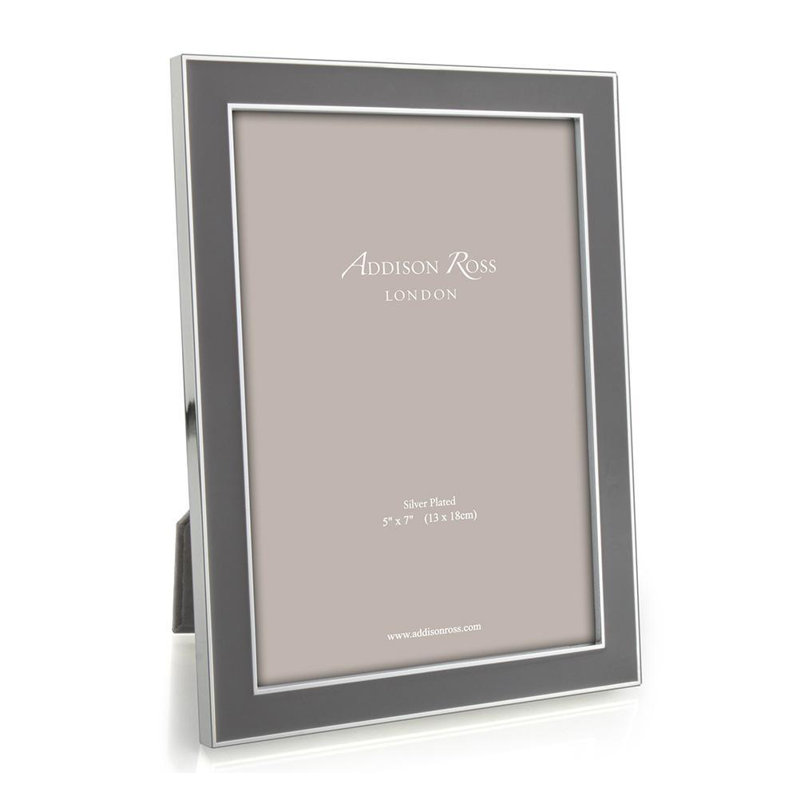 Cadre photo en émail, 5 po x 7 po, Taupe / argent