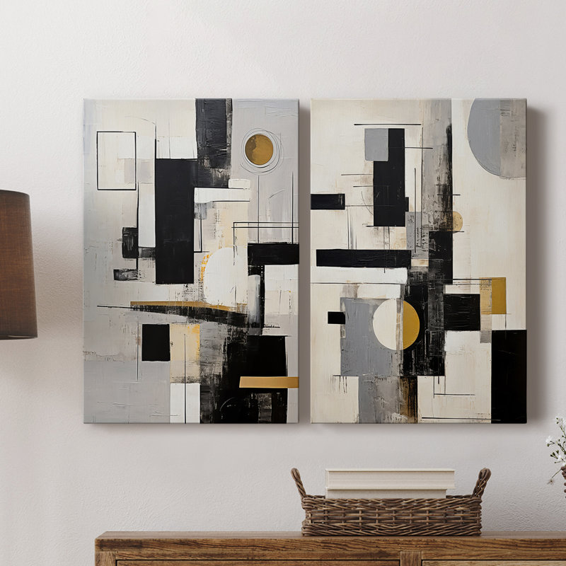 ABSTRACT Series CCCCLIXIX - Toile tendue avec châssis de qualité supérieure - Prêt à être accroché, H 18 po x l 24 po