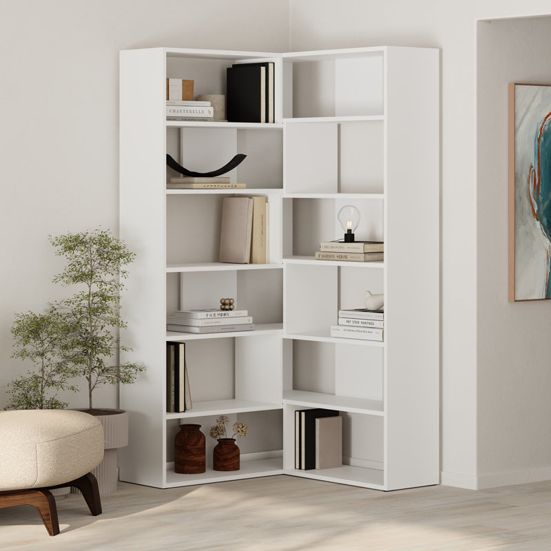 Amalda Corner Bookcase, White