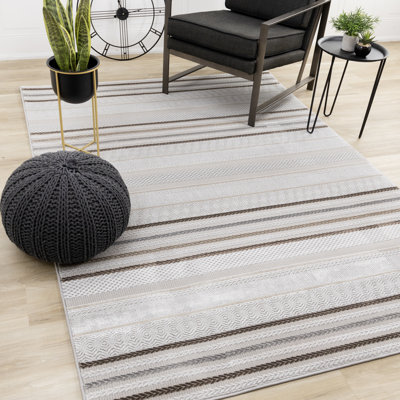 Altenburg Collection Grey/Beige/Brown Striped Indoor Area Rug