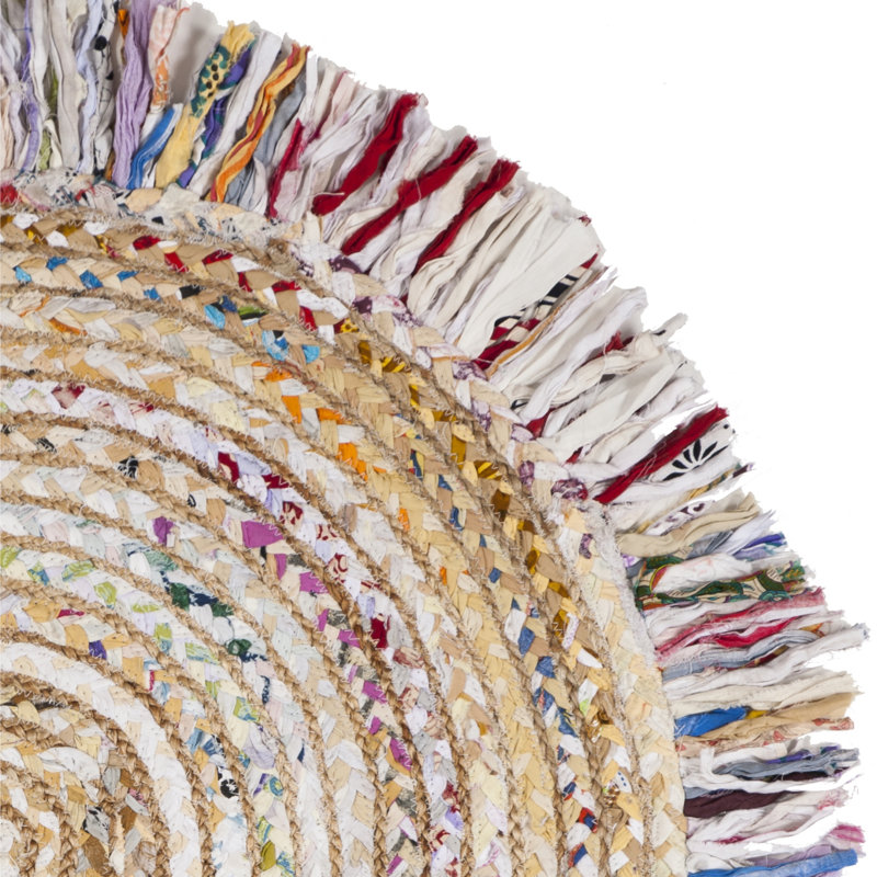Abhay Hand Woven Cotton/Jute Rug in Light Beige/Ivory, Round 9'