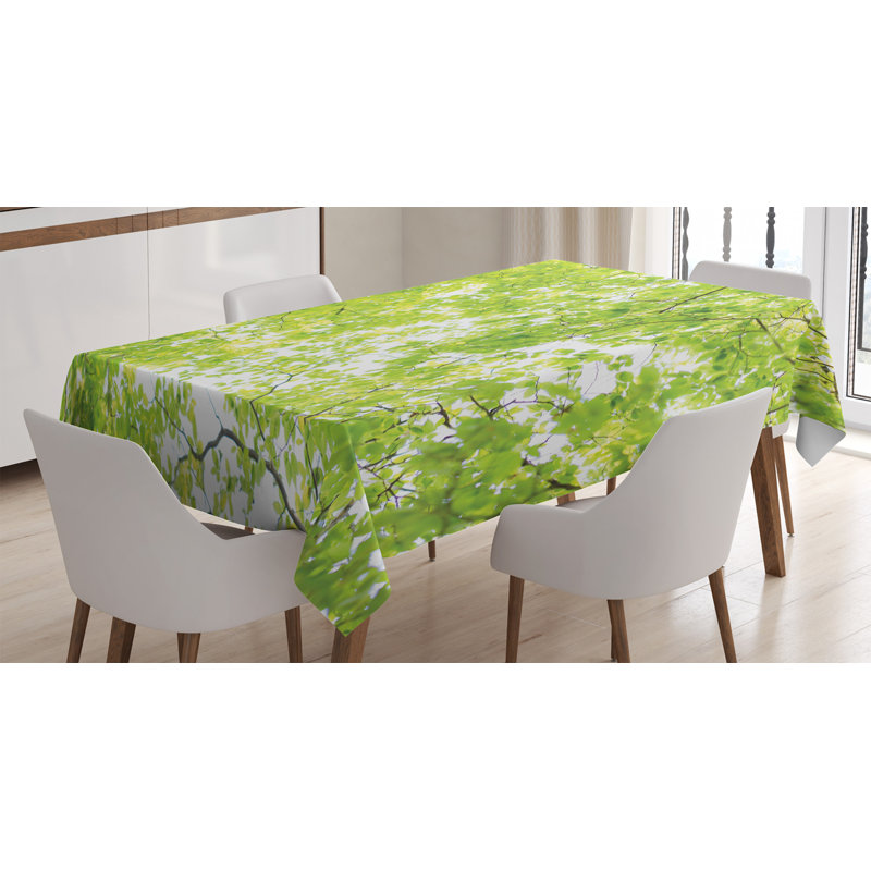 Fresh Summer Branches Leaves Tablecloth, 70" L x 52" W