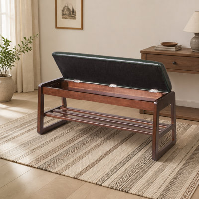 Banc de rangement pour chaussures en bois 39,37 pouces avec siège en cuir végétalien de qualité supérieure, tablettes de rangement ouvertes à plusieurs niveaux pour souliers à chaussures, étagère à chaussures robuste pour chambre d'entrée