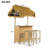 Hawaiian-Style Bar Height Patio Set With PE Grass Canopy, Outdoor Bar Table And Stools With Adjustable Feet, Acacia Wood Top, For Dining And Drinking