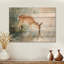 Cerf au bord de la rivière IV - Art mural moderne sur bois de pin naturel-1715264608