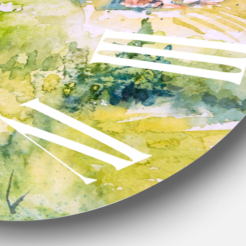 Blossoming Green Fields In Countryside - Horloge murale, Surdimensionné