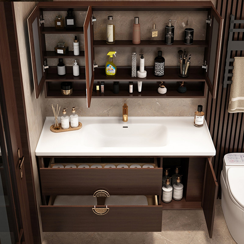 Armoire de salle de bain simple et rétro haut de gamme