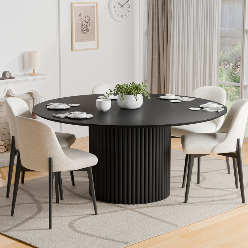 Ensemble de table ronde et chaises, Noir, H 30 po x L 60 po x l 60 po