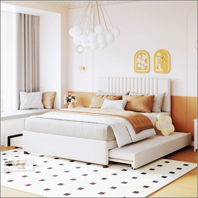 Upholstered Platform Bed With 2 Drawers And 1 Twin Size Trundle