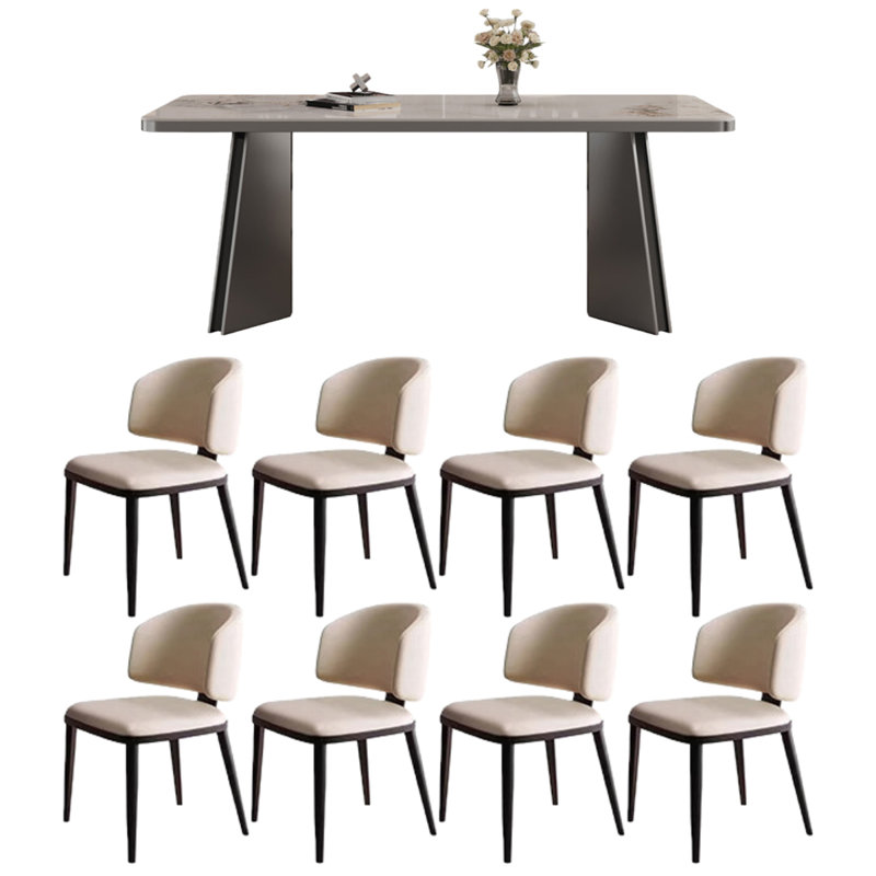Table de salle à manger rectangulaire en granit, H 29,53 po x L 70,87 po x l 35,43 po, 9