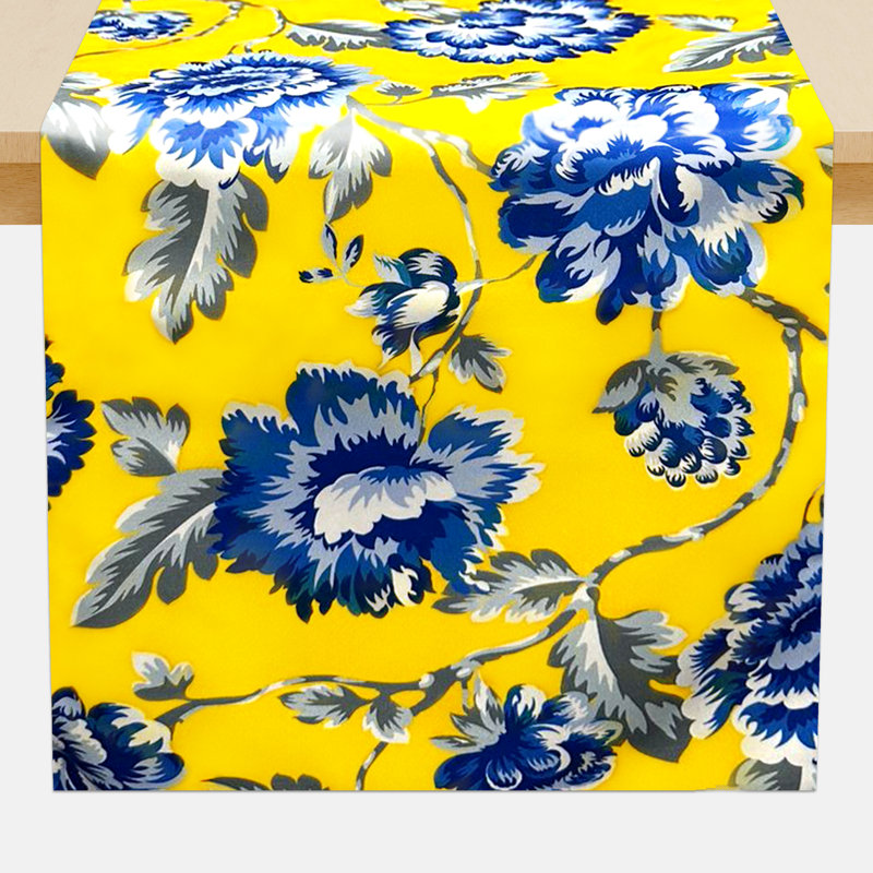 Arpad Printed Table Runner, Yellow/Blue