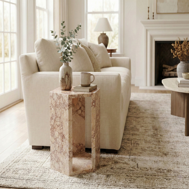 Table d'appoint en marbre rose Luxury Luxury - Hexagon