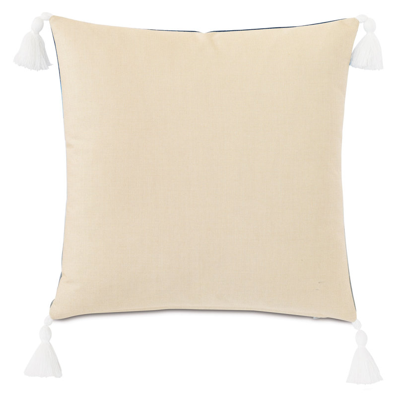 Housse et insert de coussin carré d'extérieur peint à la main Palmetto par Studio 773, Indigo