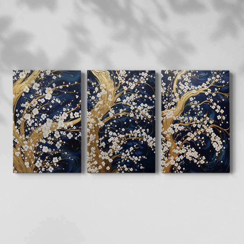 Lanscape Study Series XXXI - Ensemble de 3 toiles tendues avec châssis - Prêt à être accroché, H 60 po x l 40 po